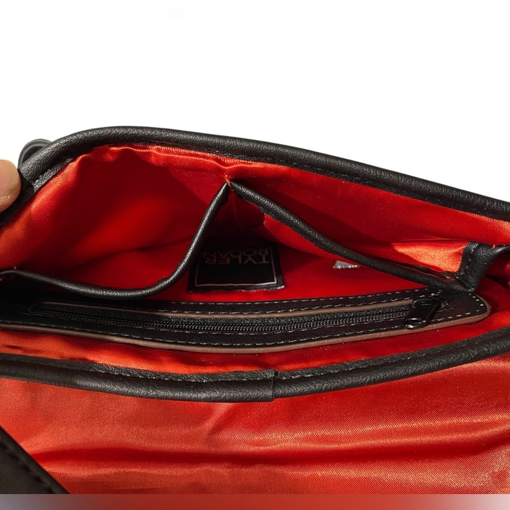 Tyler Rodan Floral Black and White Crossbody Bag with Purple & Orange Accents - Picture 8 of 16